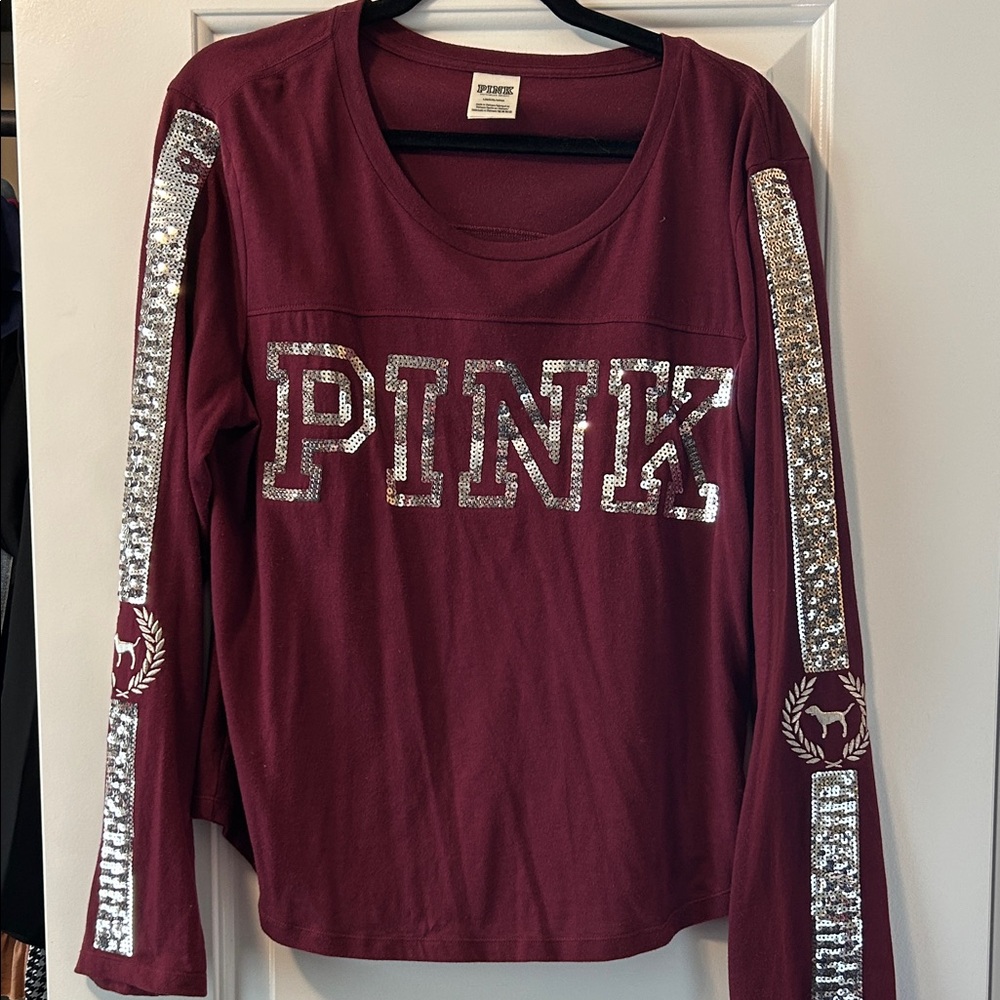 Maroon Long Sleeve with Silver Sequin Accents
